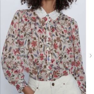 Zara floral embroidered top